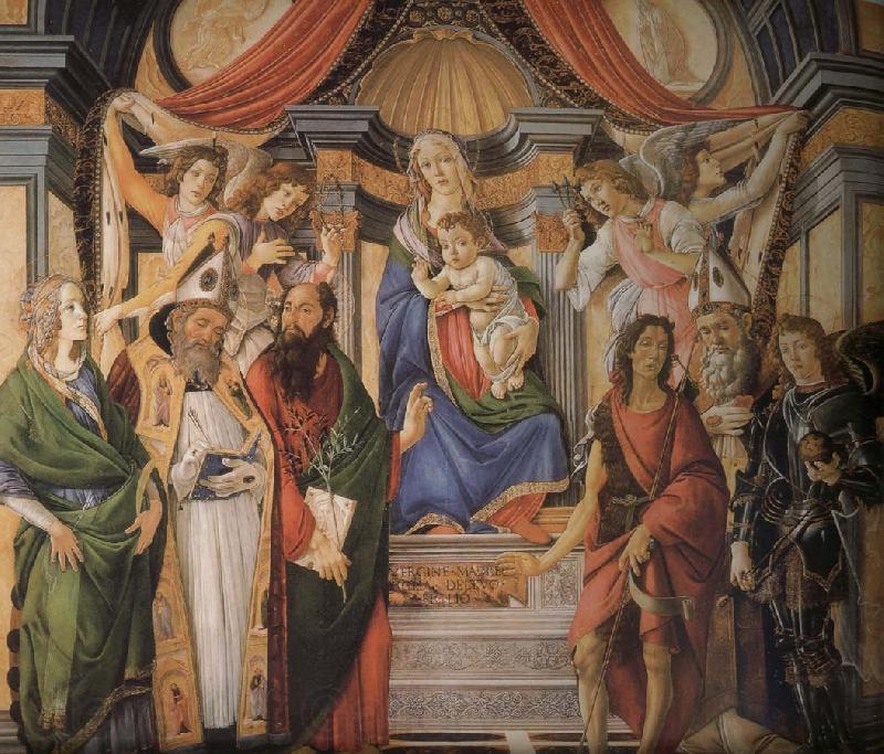 Sandro Botticelli Son with six saints of Notre Dame Spain oil painting art